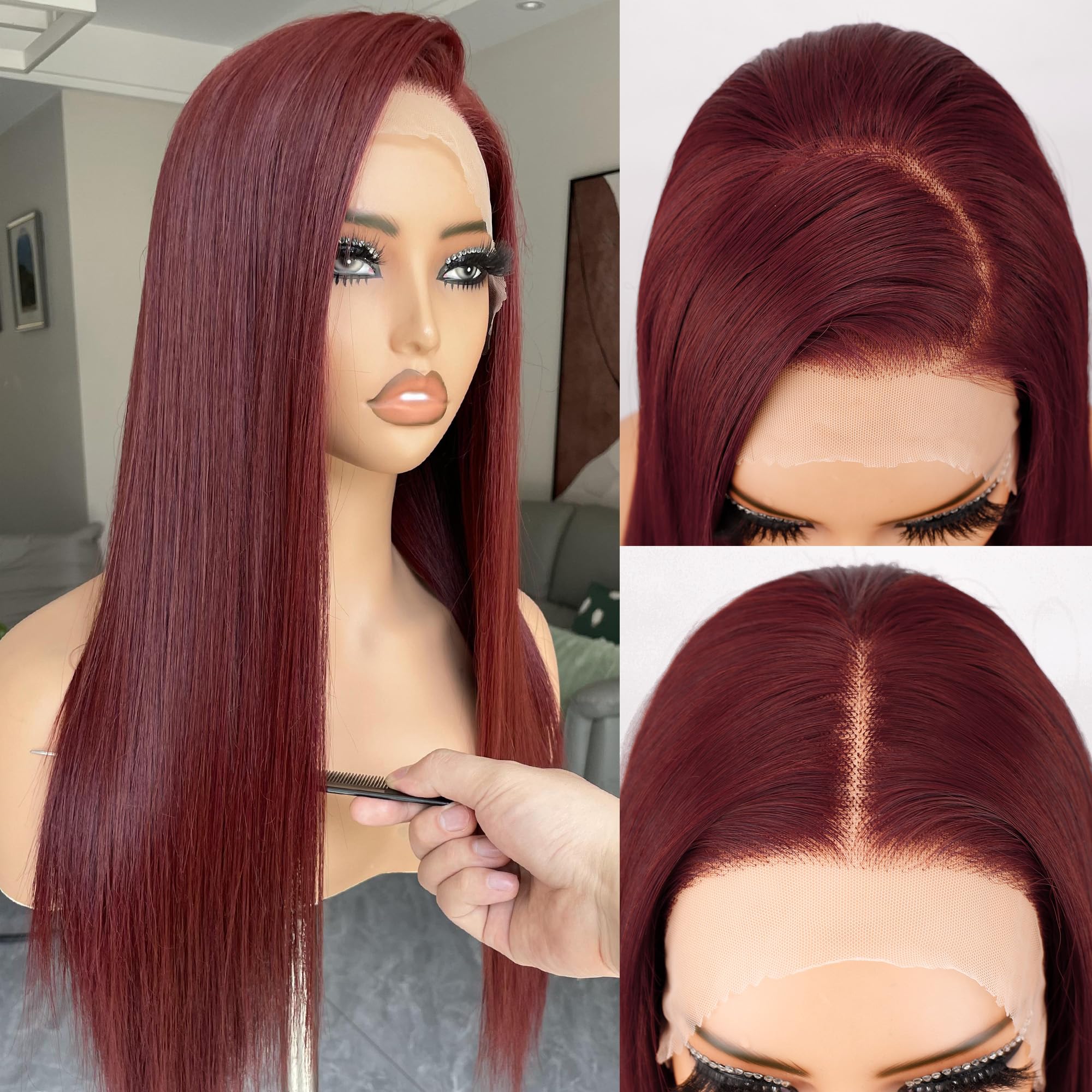 Amazon.com : BLL Burgundy Wig, Synthetic Lace Front Ready to Wear